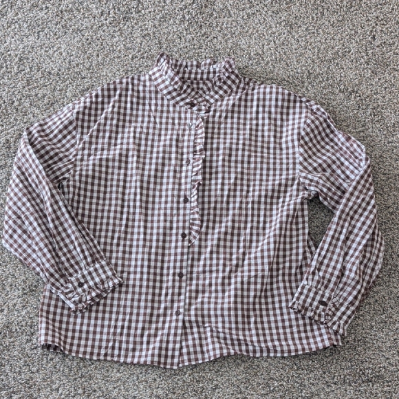 Checkered Ruffle Blouse - Picture 2 of 6